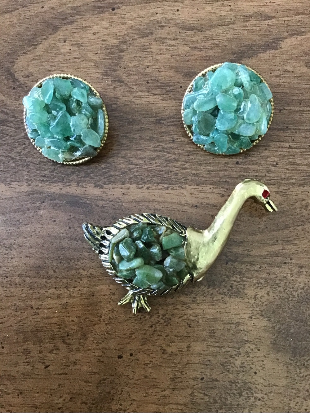 Vintage gemstone mosaic jewelry set.